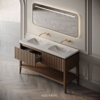 Kensington Double Vanity Unit & Stone Basin 1400mm Smoked Oak